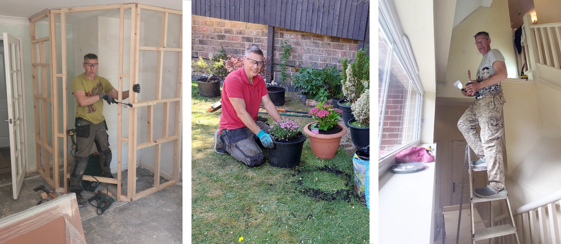 Dmytro working on a customer's home