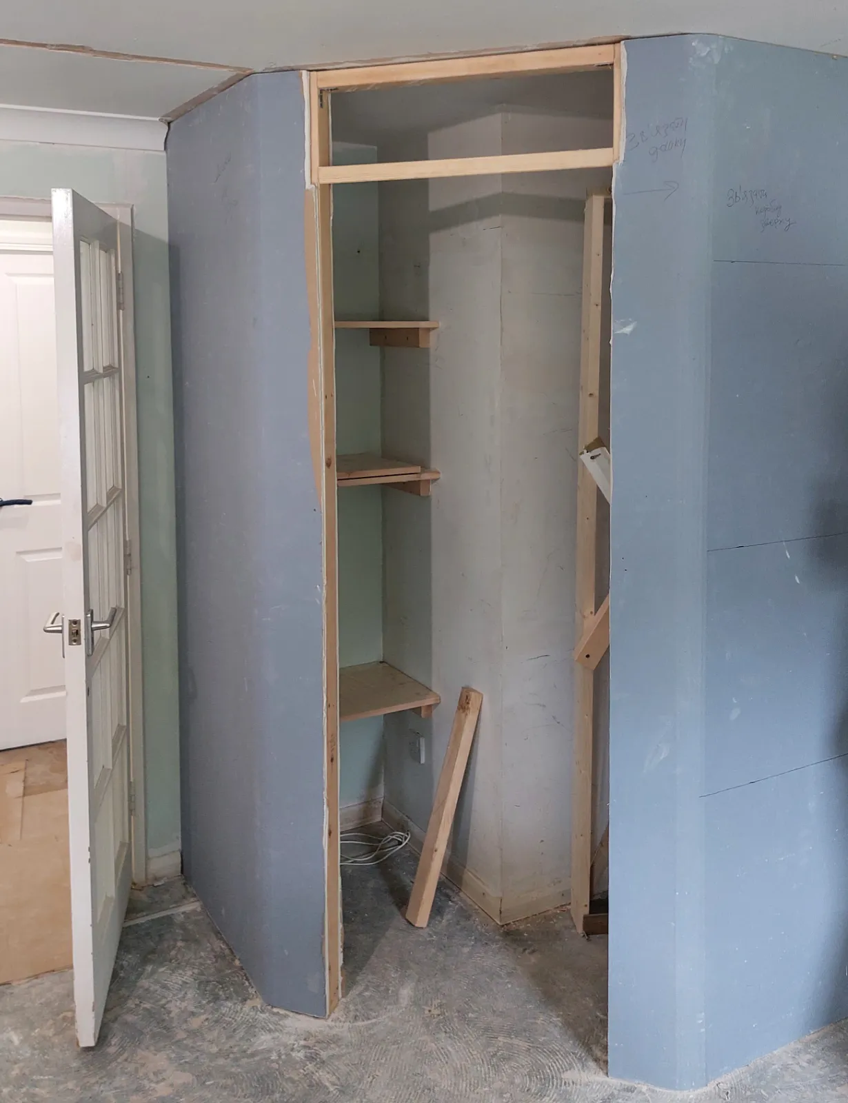 Cupboard midway through construction