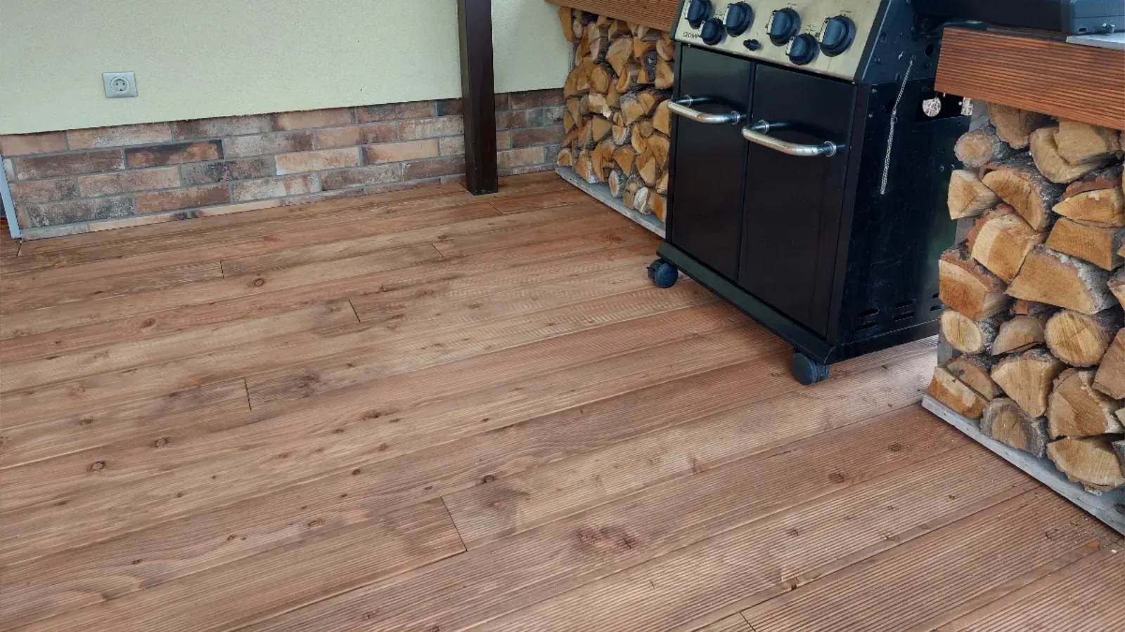 Montage showing completed timber decking