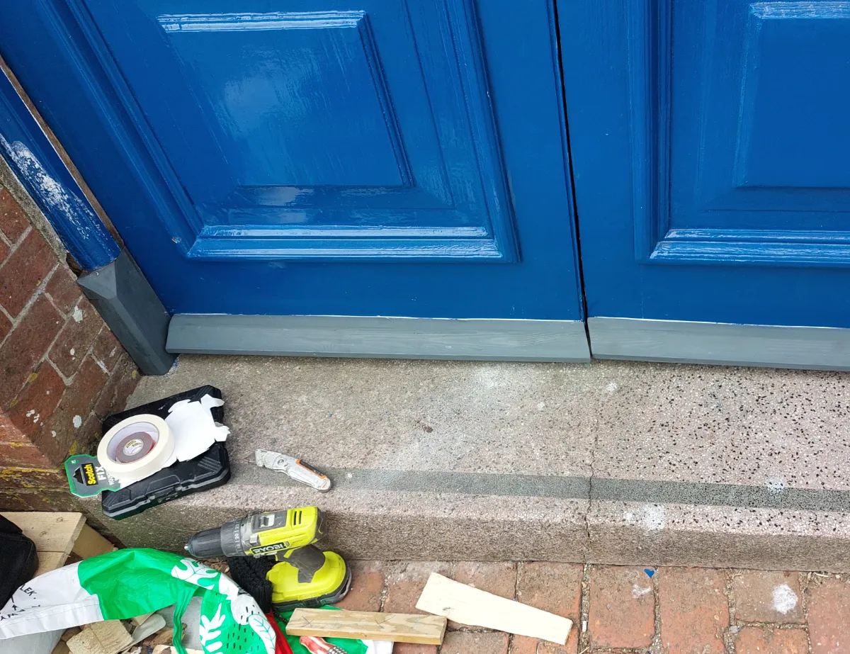 New timber sections and drip weather boards fitted to entrance doors