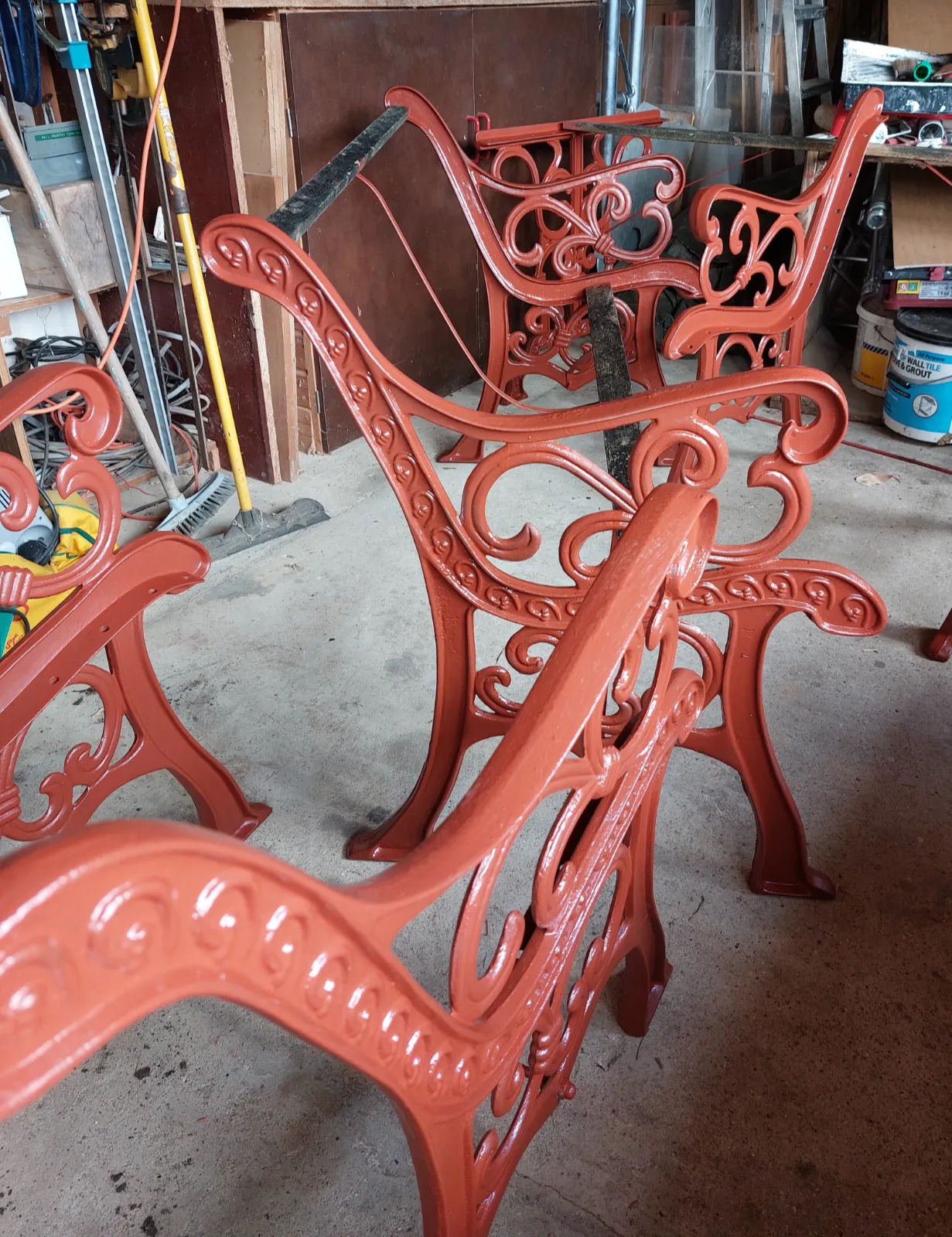 Cleaned cast-iron furniture coated with rust protection