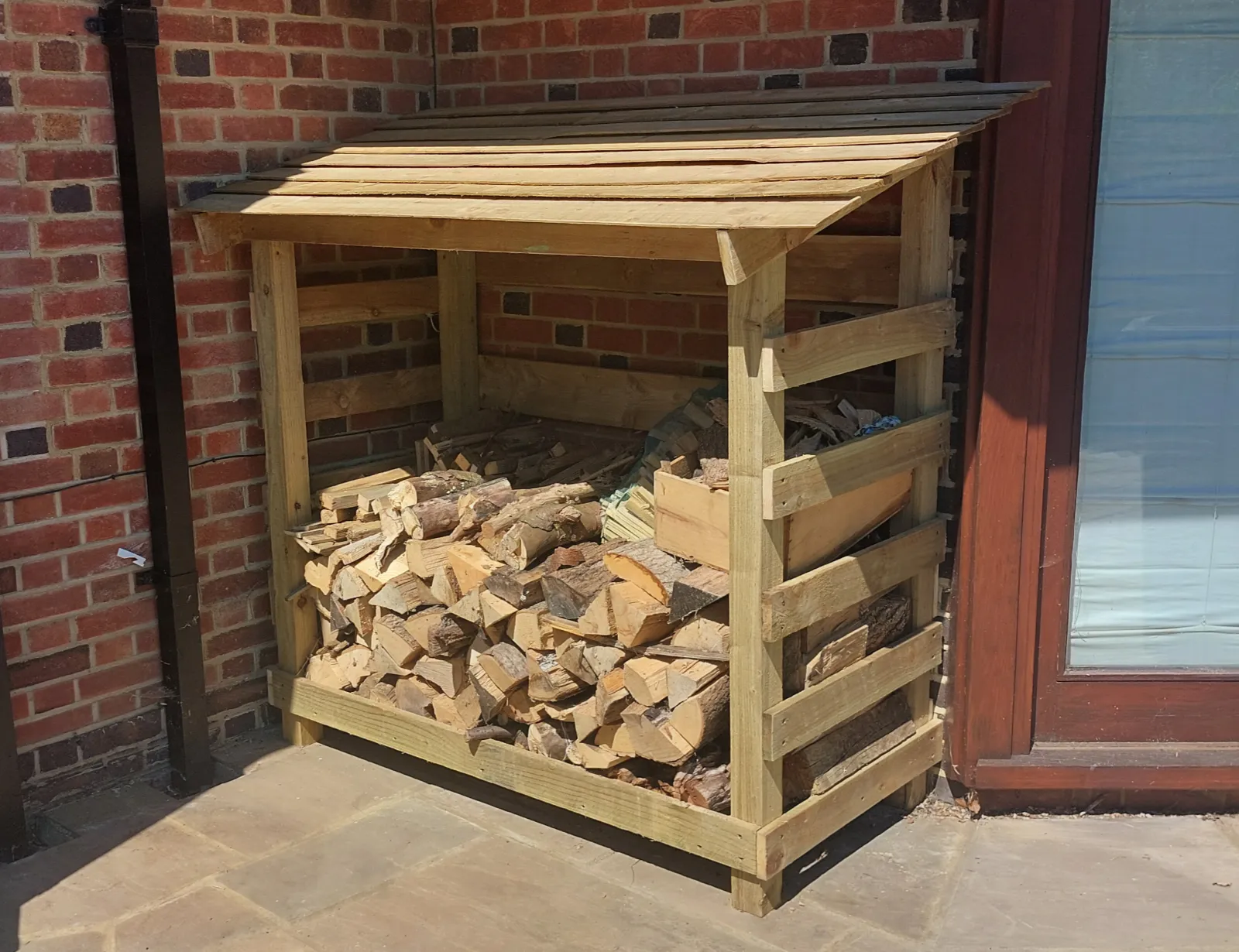 Completed timber log store filled with logs