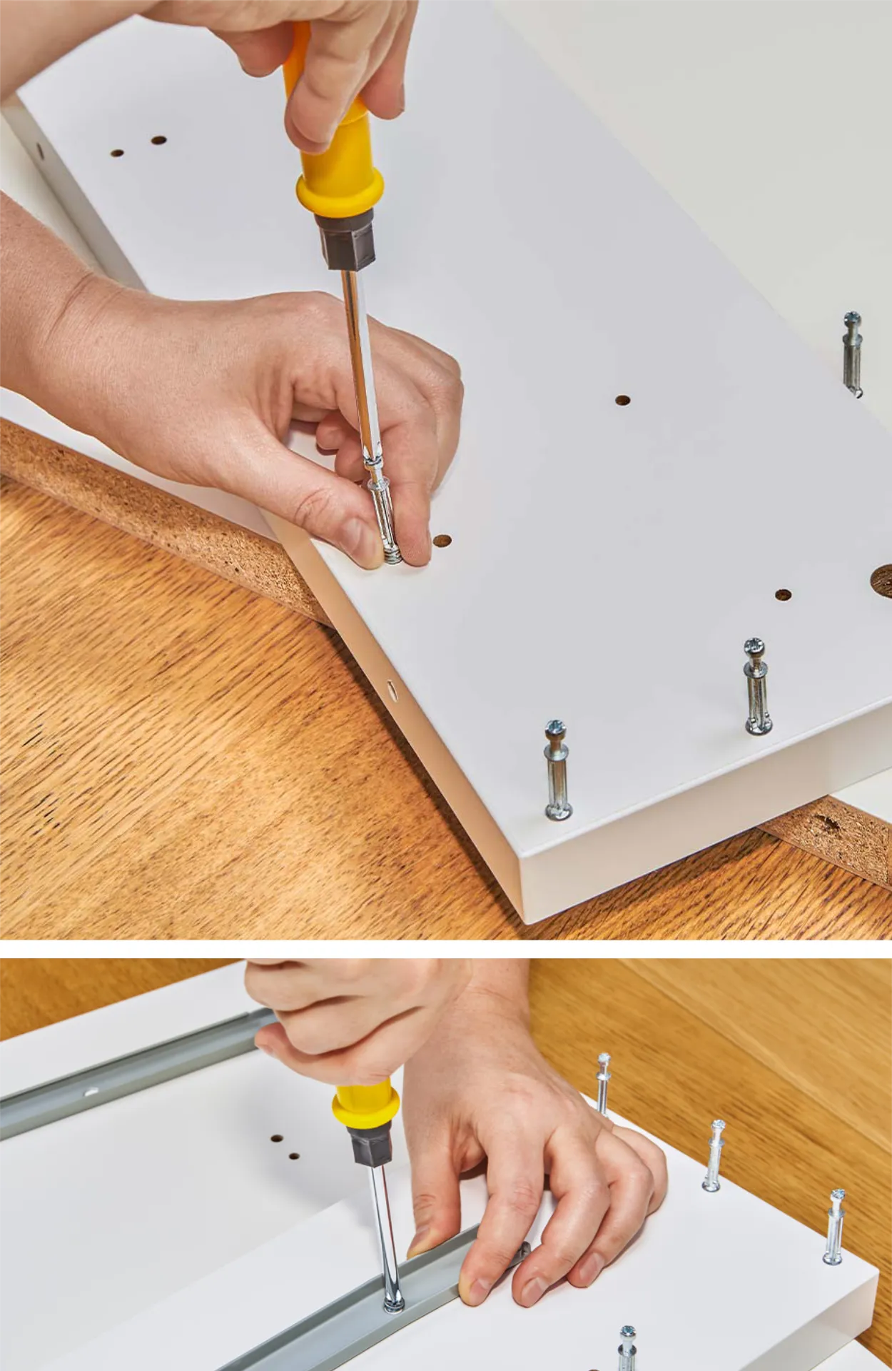 Flat pack furniture assembly