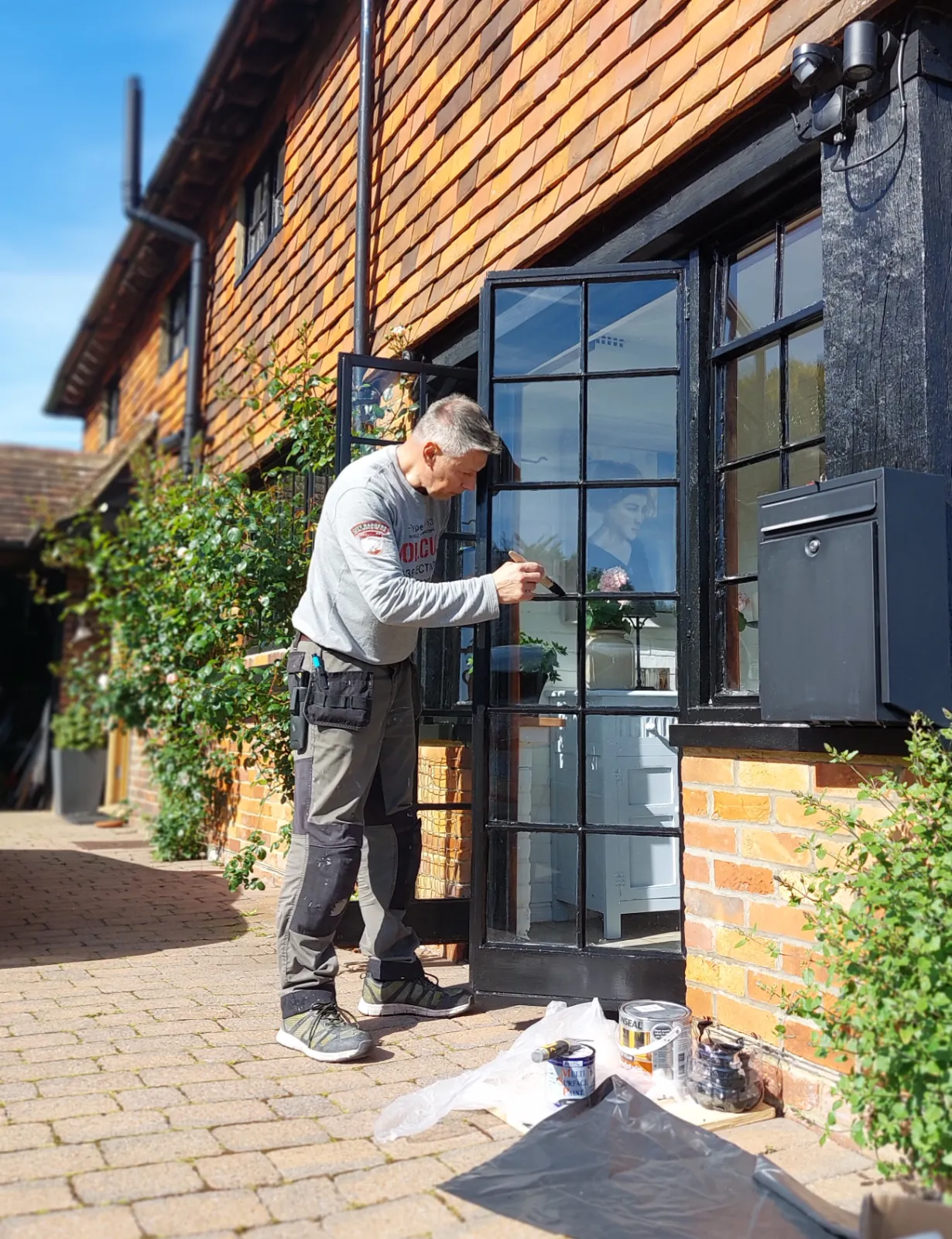 Exterior door being painted