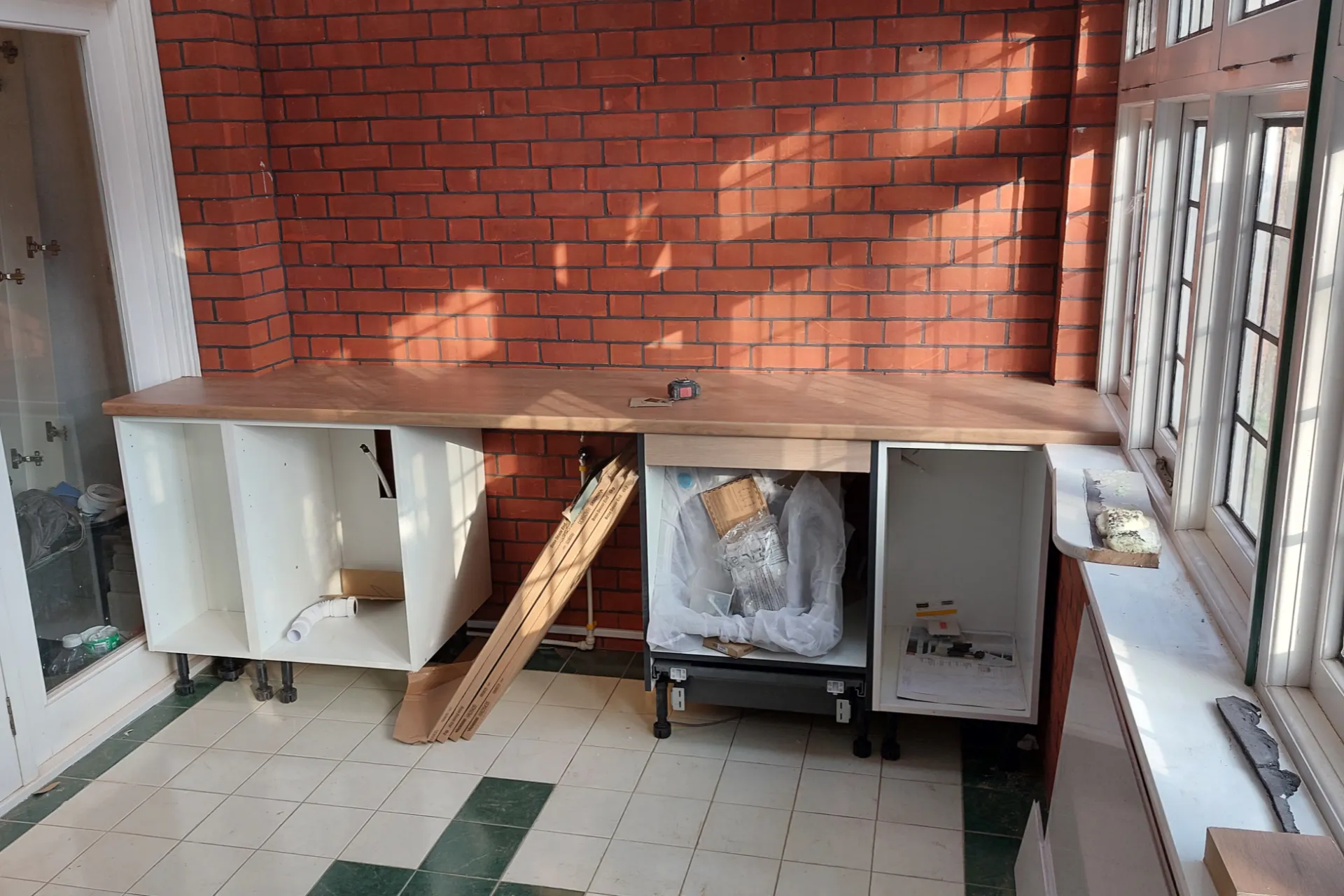 Early stage of kitchen installation